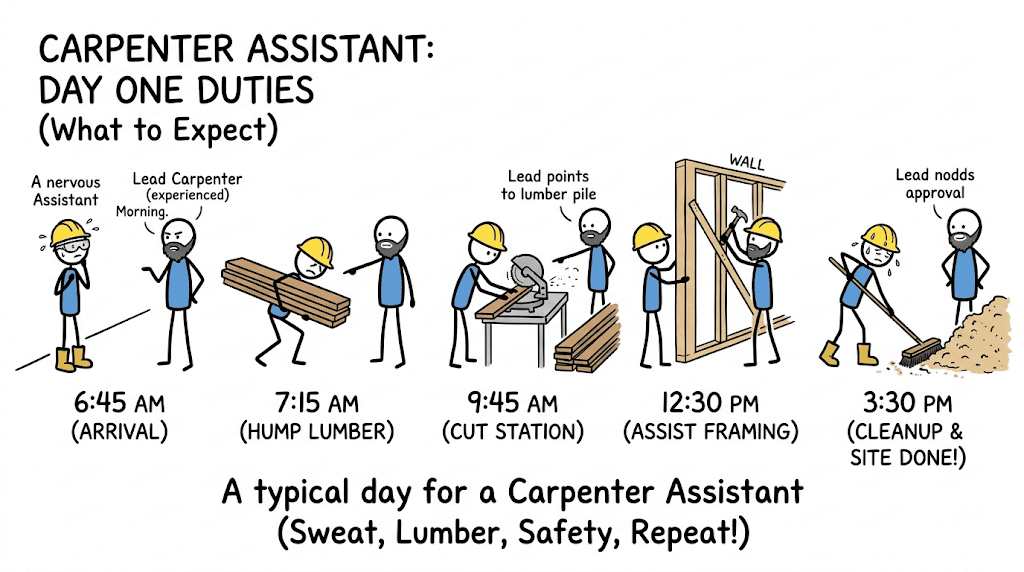 Visual Timeline: A Carpenter Assistant's First Day
