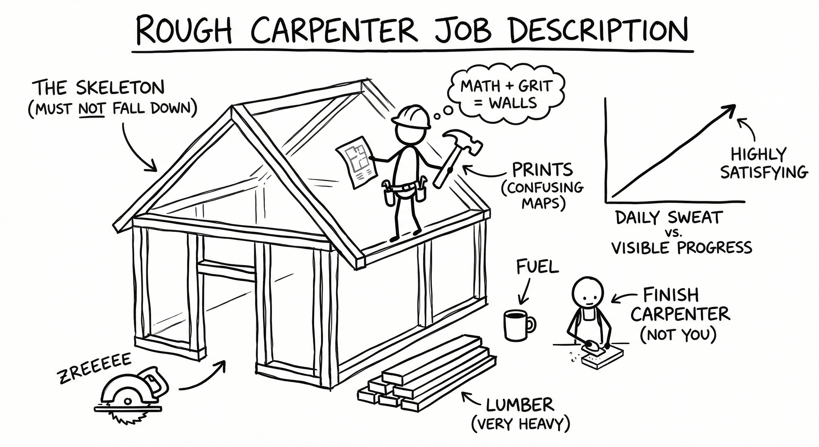 The "Real" Rough Carpenter Job Description: A Hand-Drawn Guide to the Daily Grind