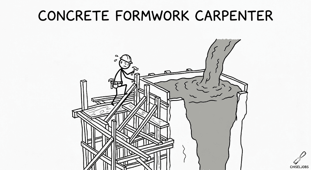 Concrete Formwork Carpenter Building Wooden Concrete Forms Illustration